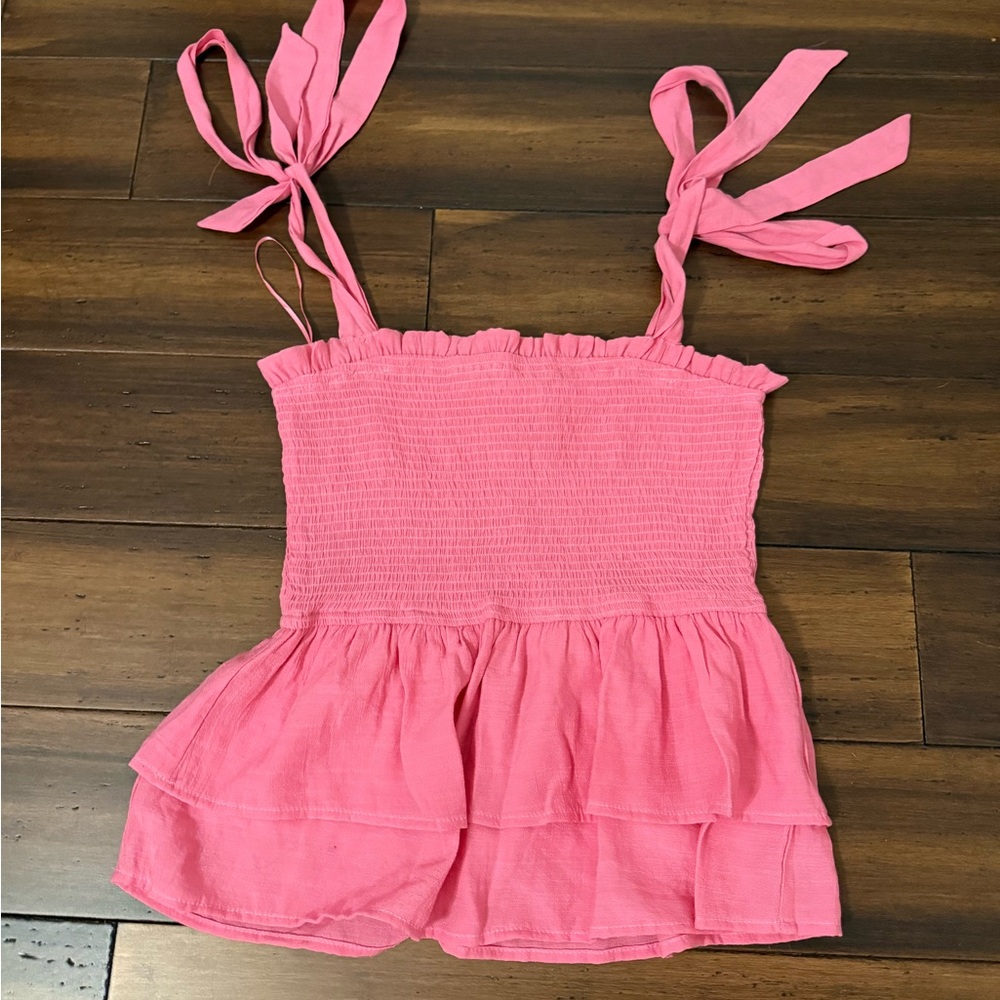 Blu Pepper Pink Smocked Top - Size Medium